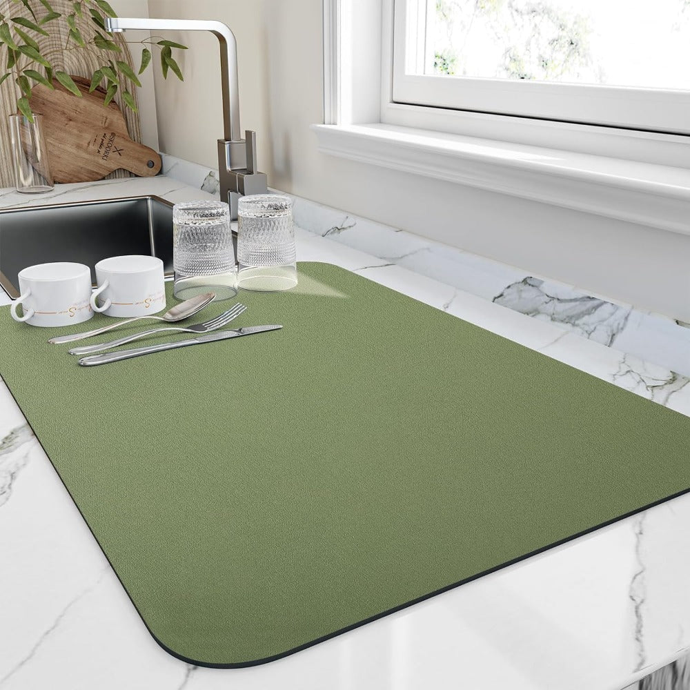Tappetino Asciugapiatti Ultra Assorbente in Diatomite - Asciugatura 10 Minuti Rapida, Design Elegante, 40X30 Cm