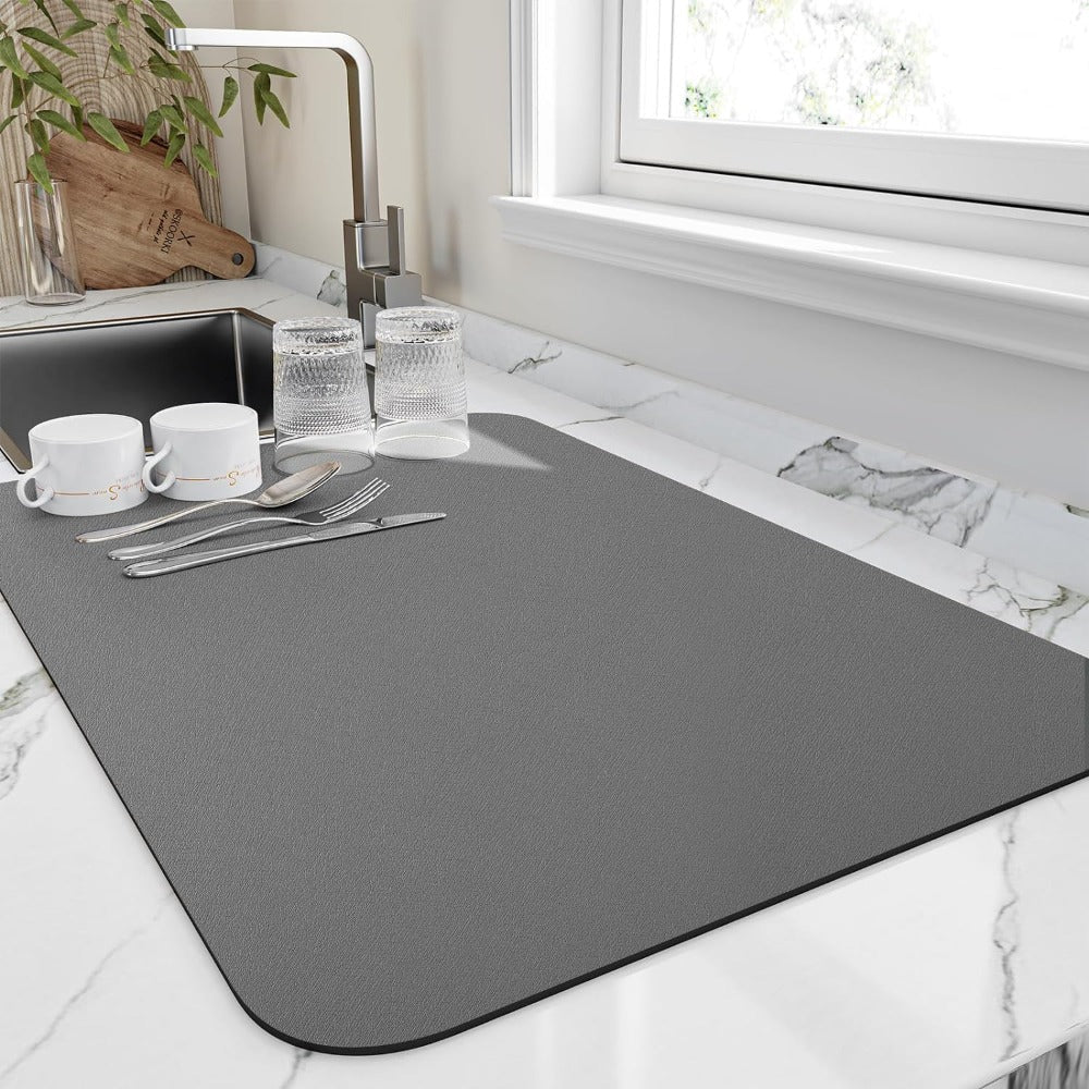 Tappetino Asciugapiatti Ultra Assorbente in Diatomite - Asciugatura 10 Minuti Rapida, Design Elegante, 40X30 Cm