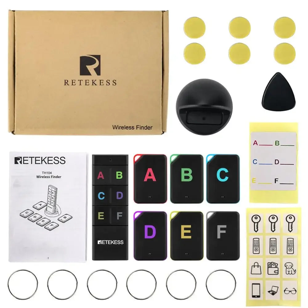 TH104 Wireless Key Finder RF Key Locator Pet Tracker Wallet Tracker Remote Control 1 RF Transmitter 6 Receiver