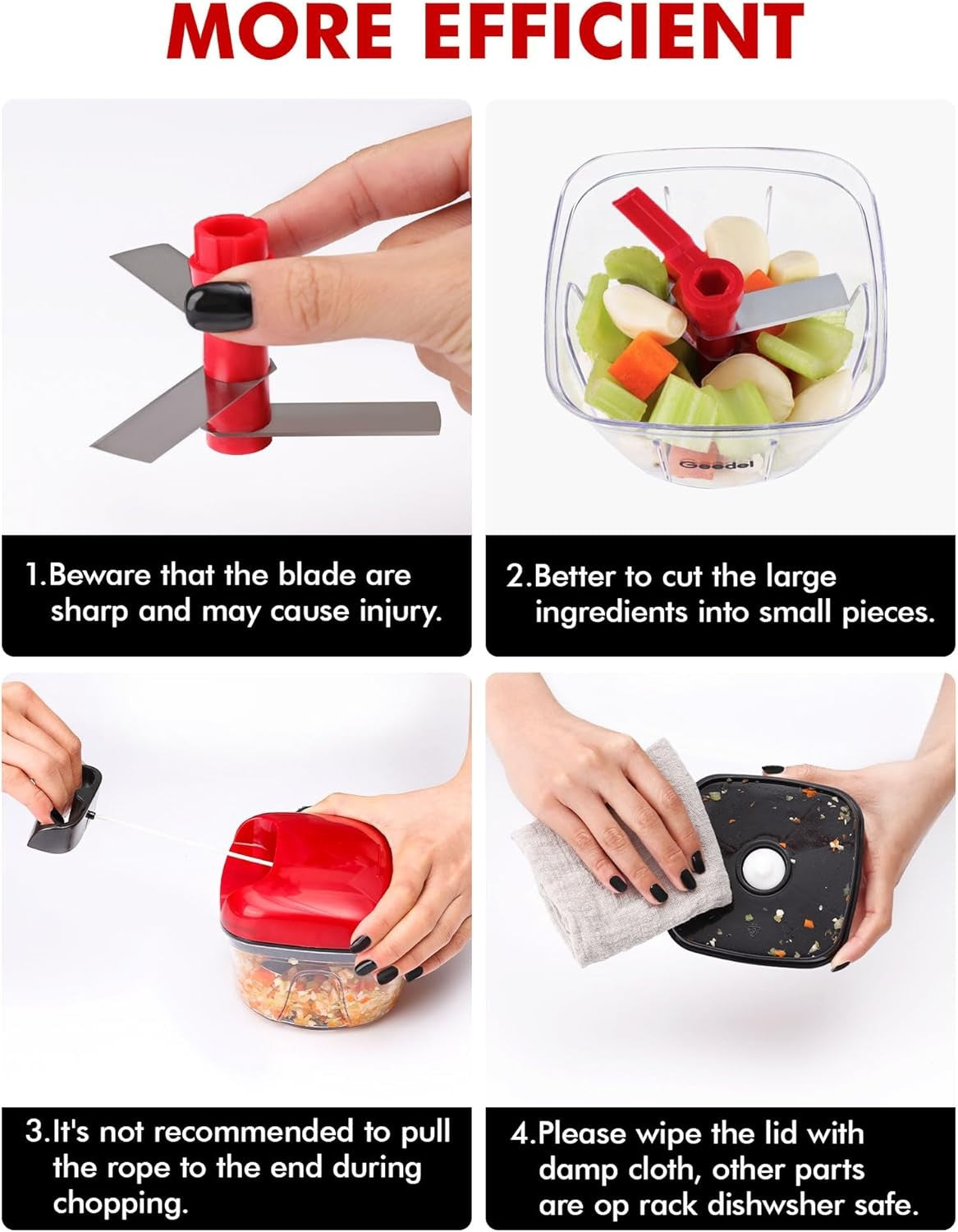 Procesador Manual De Alimentos Con Cuerda, Picadora Para Verduras Frutas