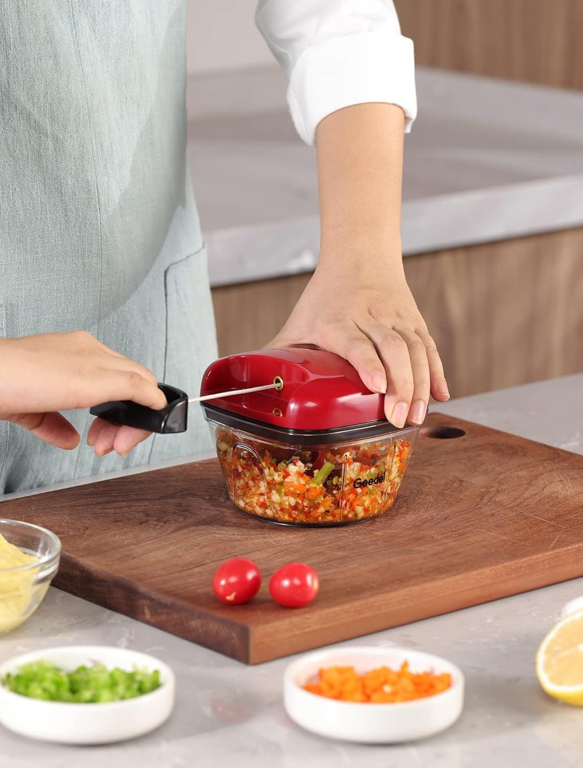 Procesador Manual De Alimentos Con Cuerda, Picadora Para Verduras Frutas