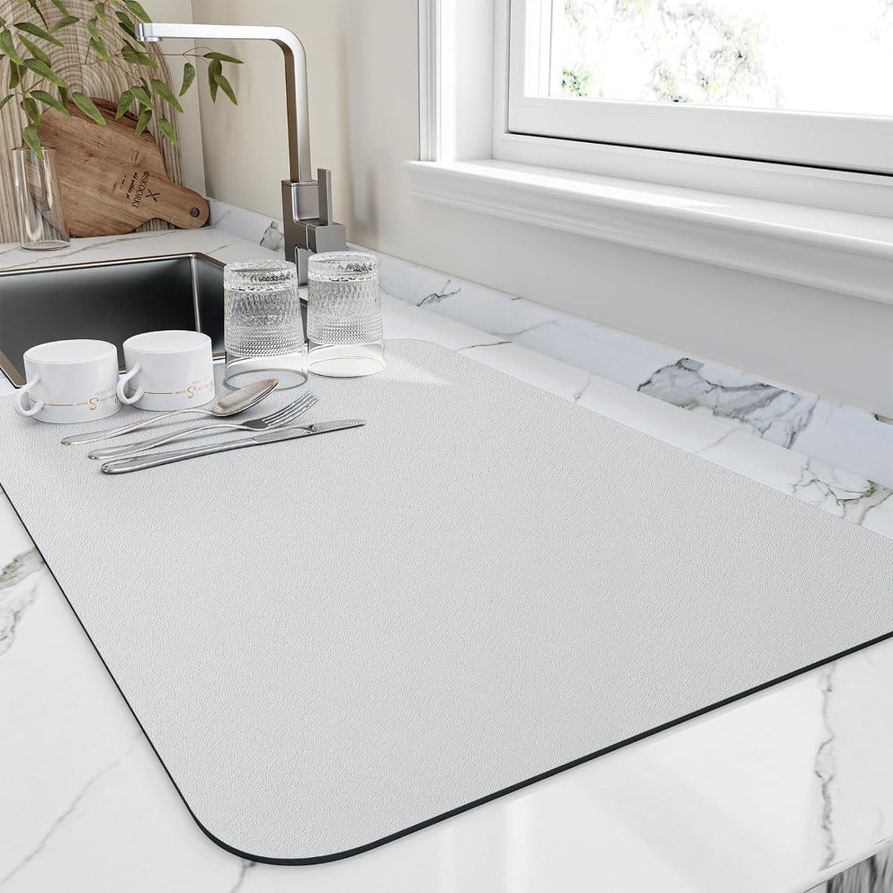 Tappetino Asciugapiatti Ultra Assorbente in Diatomite - Asciugatura 10 Minuti Rapida, Design Elegante, 40X30 Cm