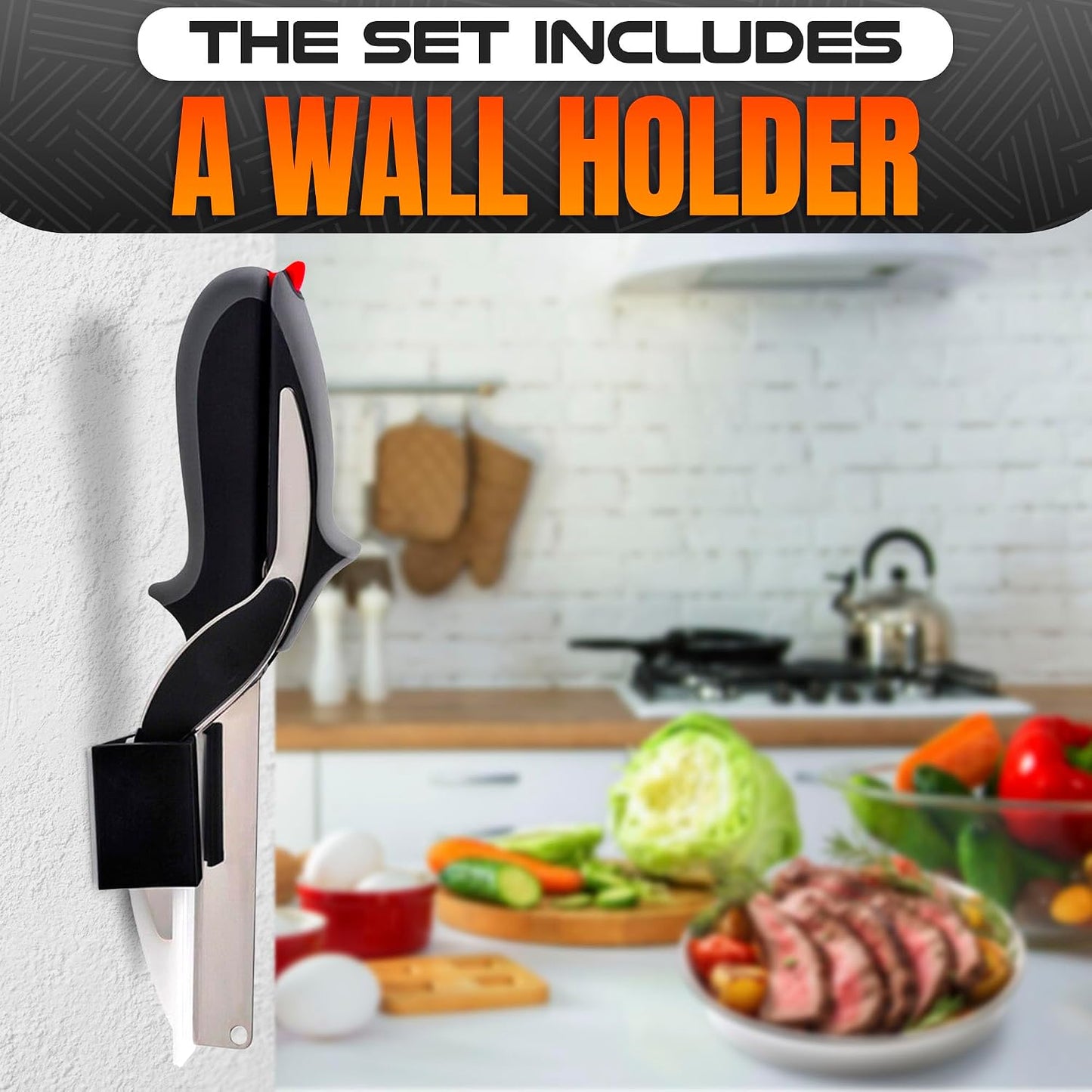 Cutting Board Scissors for Food with Locking Latch, Safety Lock (Black)