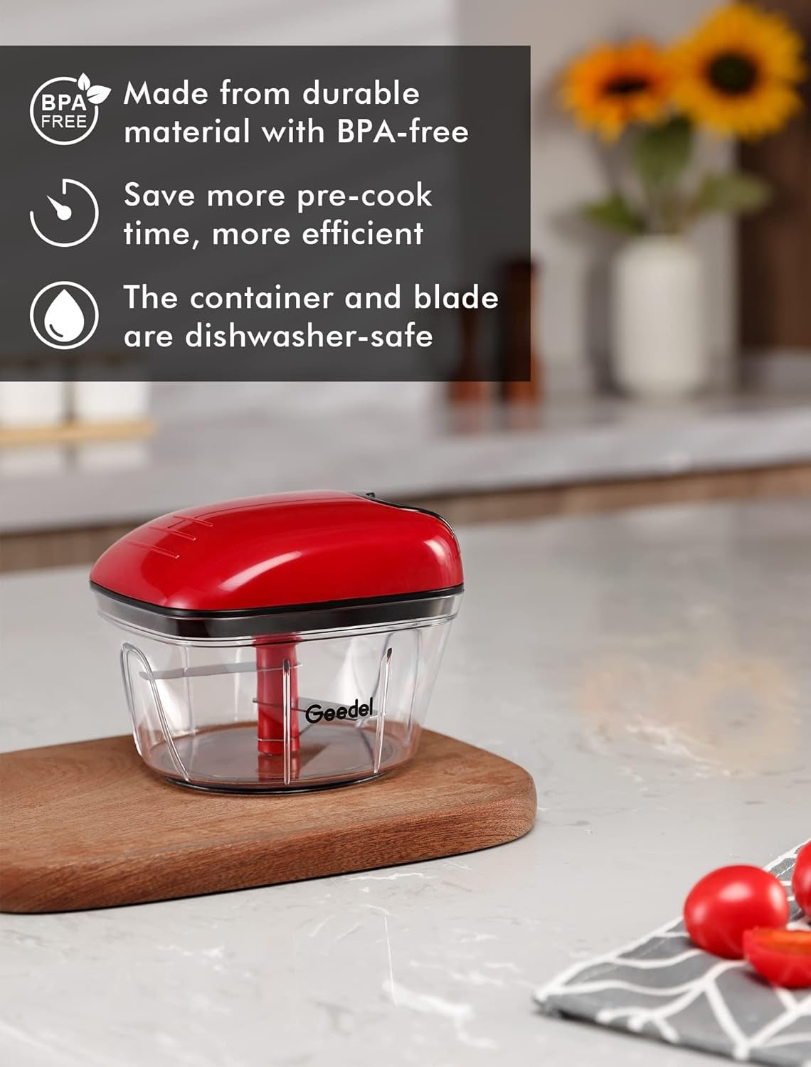 Procesador Manual De Alimentos Con Cuerda, Picadora Para Verduras Frutas