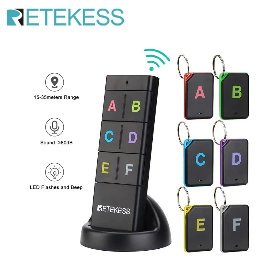 TH104 Wireless Key Finder RF Key Locator Pet Tracker Wallet Tracker Remote Control 1 RF Transmitter 6 Receiver
