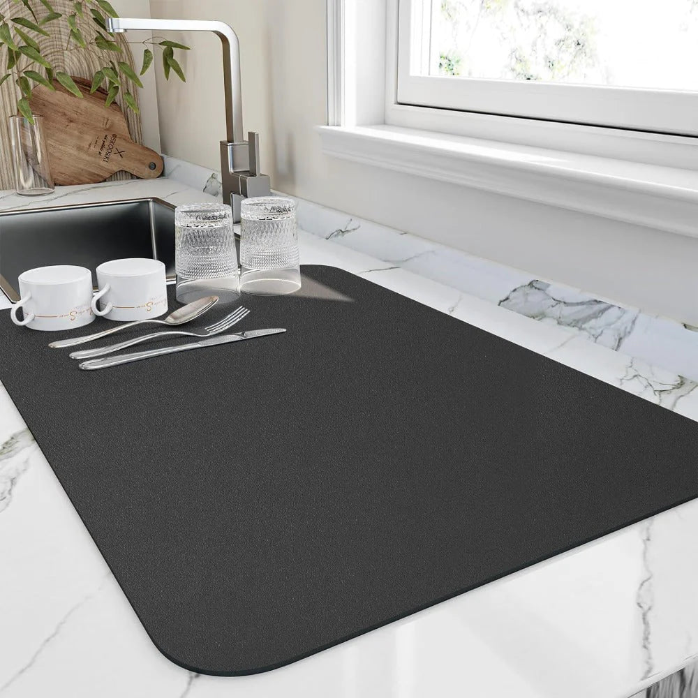 Tappetino Asciugapiatti Ultra Assorbente in Diatomite - Asciugatura 10 Minuti Rapida, Design Elegante, 40X30 Cm