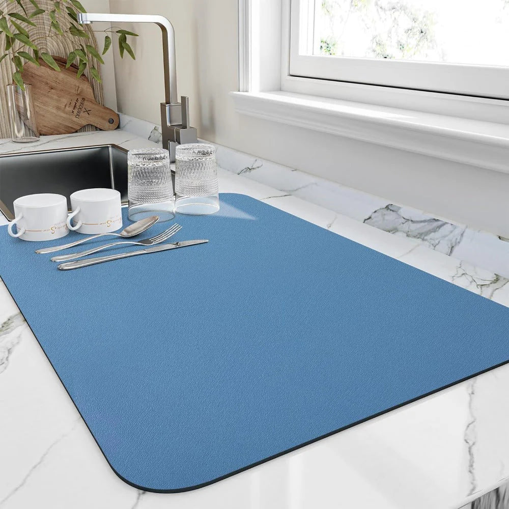 Tappetino Asciugapiatti Ultra Assorbente in Diatomite - Asciugatura 10 Minuti Rapida, Design Elegante, 40X30 Cm