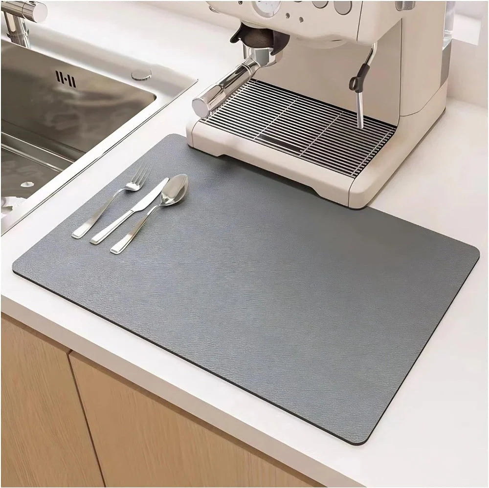 Tappetino Asciugapiatti Ultra Assorbente in Diatomite - Asciugatura 10 Minuti Rapida, Design Elegante, 40X30 Cm